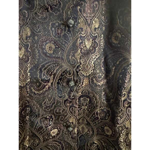 Chicos Size 1 Vintage Brown Gold Metallic Paisley Button Jacket Old Money #5632 - Picture 10 of 12
